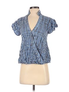 Anthropologie Short Sleeve Blouse Size: X-Small Tops - used. 100% RAYON | Anthropologie Short Sleeve Blouse: Blue Tops - Size X-Small Blue Rayon V-neck Top, Chic Blue Rayon Tops, Blue Rayon Tops For Day Out, Blue Rayon V-neck Blouse, Blue Short Sleeve Blouse, Blue Shorts, Short Sleeve Blouse, Peplum Top, Short Sleeves Tops