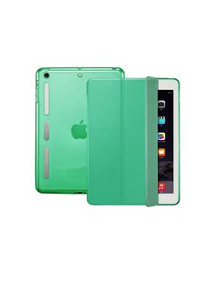 an ipad case is shown in green