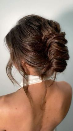 Bridal Hair Updo French Twist, Soft Bridal Hair Updo, High Neck Wedding Hairstyles, Bridal Hair With High Neckline Dress, Bridesmaid Hair Updo High Neck Dress, High Neck Updo Hairstyles, French Twist Updo Brown Hair, Up Do For High Neck Dress, Wedding Hairstyles High Neck Dress