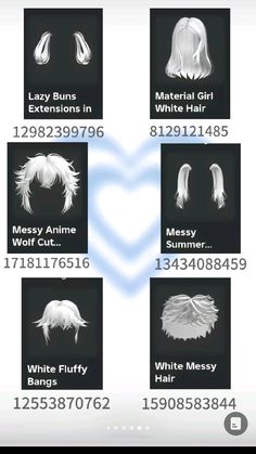 an image of different types of wigs and hair styles on a cell phone screen