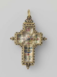 Watch rock crystal and gold, in the form of a Latin cross,France, R. Dieu, ca 1550 - 1600 Ancient Jewels, Ancient Jewellery, Historical Jewellery, Medieval Jewelry, Pendant Watches, Ancient Jewelry, France Paris, Gold Crystal, Cross Jewelry