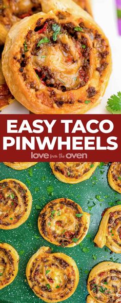 Taco Appetizers, Taco Pinwheels, Pinwheel Sandwiches, Tortilla Pinwheels, Seasoned Ground Beef, Love From The Oven, Pinwheel Appetizers, Mexican Appetizers, Puff Pastries