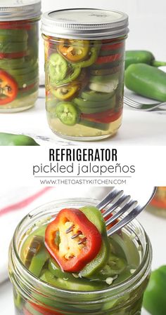 pickled jalapenos in a jar with a fork