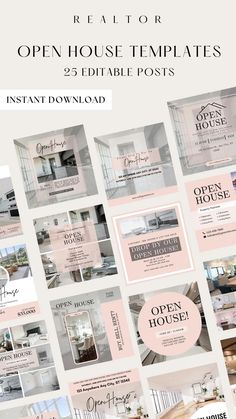 the realtor open house templates are displayed in pink and white