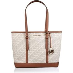 Michael Kors Women's Vanilla Canvas Jet Set Travel Shoulder Bag Carryall Tote Michael Kors Women's Vanilla Canvas Jet Set Travel Shoulder Bag Carryall Tote. This Jet Set Tote Bag Is The Ideal Travel Companion. A Perfect Size, It’s Roomy Enough To Store Your Essentials Without Weighing You Down. Logo-Print Canvas And A Gold-Tone Charm Make A Luxe Statement, While A Top-Zip Fastening Ensures Your Belongings Will Stay In Placewhether You’re In Flight Or On The Ground. Chic White Bags With Leather Trim, White Bags With Leather Trim For Shopping, Casual White Bags With Leather Trim, Michael Kors Beige Bags With Leather Trim, White Bags With Leather Trim And Double Handle, Luxury White Bag With Leather Trim, White Leather Bag With Leather Trim, White Leather Bags With Leather Trim, White Shoulder Bag With Leather Trim For Everyday Use