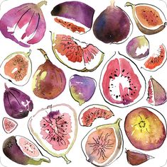 watercolor painting of different fruits and vegetables