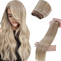 Laavoo Hair Extensions Real Human Hair Weft Extensions Ash Blonde Highlights Bleach Blonde Sew In Real Hair Extensions Human Hair Natural 100g Hand Tied Weft Hair Extensions Human Hair 20 Inch 100g Retail Value: 114 Sew-7.5.23 Hair Weft Extensions, Sew In Extensions, Sew In Hair Extensions, Ash Blonde Highlights, Blonde Hair Extensions, Real Hair Extensions, Black Hair Extensions, Long Hair Wigs, Long Hair Extensions