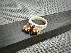 "Handcarved antler ring \"Nature Touch\". Unlock the essence of strength, courage and goodluck with our original handcarved antler unisex ring. Our antler rings are more than just accessories - they embody the powerful symbolism of antlers, representing strength, courage, and the cyclical nature of life. Adorn yourself or a loved one with a talisman that brings good luck and protective energies. - Unique Gift - Real Antler - Original Design - Sustainable and Ethical Sourcing - Handmade in Lithuania.  No animals were harmed, we use only naturally shed antlers. More of our antler jewelry you can find here: https://balticantler.etsy.com?section_id=43062805 Other items from antler please check out at our shop here: https://balticantler.etsy.com" Antler Rings, Deer Antler Jewelry, Antler Crafts, Antler Jewelry, Shed Antlers, Antler Ring, Her And Him, Stark Sein, Deer Antlers