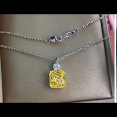 925 Sterling Silver 9*10mm Yellow Ice Cut Topaz High Carbon Diamond Pendant Necklace Lab Created Diamond Necklace Length 40+5cm Yellow Topaz Jewelry, Australian Opal Pendant, Emerald Ring Gold, Topaz Jewelry, Citrine Necklace, Women Party, Diamond Pendant Necklace, Opal Pendants, Diamond Pendant