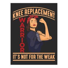 a woman with a bandana on her head and the words knee replacement warrior it's not for