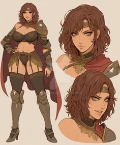 an image of a woman with brown hair and armor