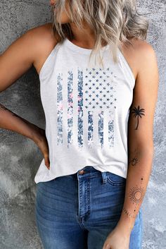 Americana Style, Classic Americana, Vintage American Flag, Cami Shirt, Blank Apparel, American Flag Print, Graphic Tank Tops, Floral Graphic, Americana Fashion