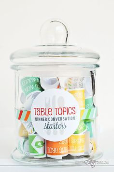 a glass jar filled with different types of food