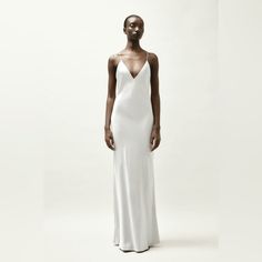 Silk Slip Dress Modern Silk Dress For Formal Occasions, Classic Summer Evening Maxi Dress, Classic Spring Gala Dresses, White Silk Slip Dress For Cocktail, Chic White Slip Dress For Evening, Sleek Summer Wedding Maxi Dress, Elegant Long Slip Dress For Cocktail, Elegant Spring Evening Slip Dress, Sleek Spring Gala Dress