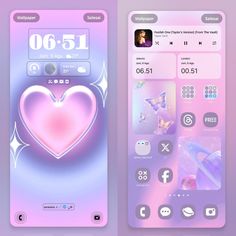 two cell phones side by side, one with a heart and the other with icons