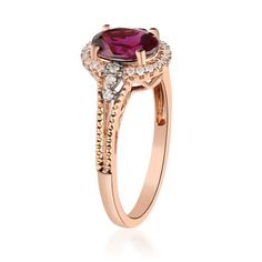 Stunning, timeless and classy eternity Unique Ring. Decorate yourself in luxury with this Gin & Grace Ring. The 10K Rose Gold jewelry boasts Oval-Cut Prong Setting Raspberry color Natural Rhodolite Garnet (1 pc) 1.41 Carat, along with Natural Round cut white Diamond (20 Pcs) 0.07 Carat and Natural Round cut Brown Diamond (6 Pcs) 0.05 Carat, accent stones for a lovely design. This Ring is weight 2.24 grams. Crafted with 10K Rose Gold, this delicate Ring is polished to a high finish shine. Rhodolite Garnet Ring, Country Rings, Brown Gemstone, Raspberry Color, Rhodolite Garnet, Brown Diamond, Unique Ring, Rose Gold Jewelry, Garnet Rings