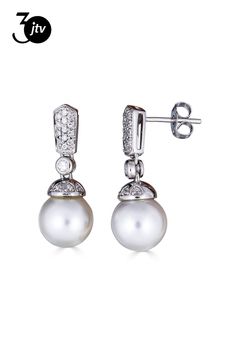 14KW Earrings 0.32 ctw 9mm Cultured Pearls Formal Diamond Bridal Earrings With Pave Setting, Diamond White Diamond Earrings With Pave Setting For Formal, Formal Dangle Diamond Earrings With Pave Setting, Formal Bridal Earrings With Pave Setting, Formal Pave Setting Diamond Earrings, Diamond Dangle Earrings With Pave Setting, Formal Fine Jewelry Diamond Earrings With Pave Setting, Formal Bridal Drop Earrings With Pave Setting, Bridal Earrings With Pave Setting In Diamond White