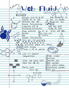 a sheet of lined paper with writing on it and some drawings in blue ink over the top