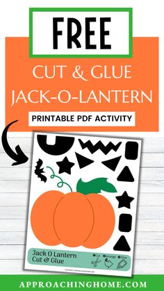 the free cut and glue jack - o - lantern pattern is shown in this image