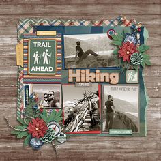 a collage of photos with the words hiking on it and flowers in the middle