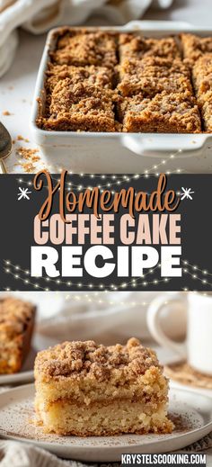 homemade coffee cake recipe with text overlay