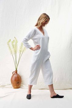 Rachel Craven Jumpsuit in White Linen Jump Suits, White Linen