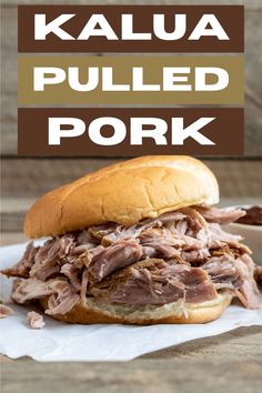 Kalua Pulled Pork on a bun. Kalua Pulled Pork, Hawaiian Pulled Pork, Easiest Meals, Hawaiian Dishes, Meals To Make, Easy Chicken Dinner Recipes, Shredded Pork, Slow Cook, Easy Slow Cooker Recipes