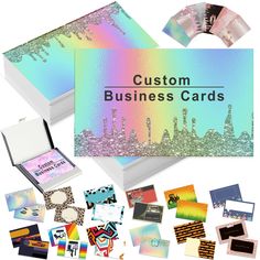 custom business cards are displayed in an open box