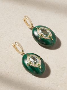 Gold Reveal 18-karat gold multi-stone earrings | BOGHOSSIAN | NET-A-PORTER Mughal Motifs, Mughal Jewelry, Malachite Jewelry, Floral Dresses Short, Earrings In Gold, Floral Motifs, Fine Jewellery Earrings, Multi Stone, Beauty Accessories