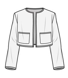 a white jacket with pockets on the front and back, in an outline drawing style