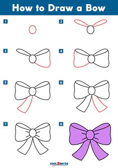 how to draw a bow step by step instructions for kids with pictures on the page