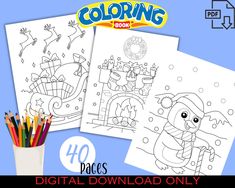 the coloring book for kids is shown with markers and pencils