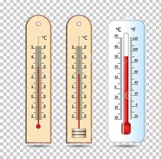 two thermometers on a transparent background