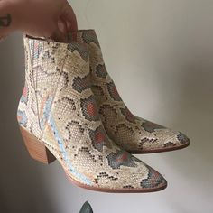 Matisse Brand. Size 7. Brand New, Never Worn, Just Tried On. Brand New Condition. They Were Too Big On Me. I Think They Fit More Like A 7.5/8. Snake Print Boots With Medium Width And Almond Toe, Snake Print Boots With Almond Toe And Medium Width, Chic Multicolor Leather Boots, Snake Print Boots With Almond Toe, Long Boots With Heels, Knee High Western Boots, Black Knee Boots, Brown Leather Riding Boots, Leather Cowgirl Boots