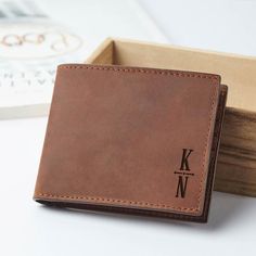 This wallet is engraved with the initial(s) or name on the front side and personalized with any custom message/name/date on the inside, making a perfect gift that will be cherished for years to come.This wallet is made from high-quality pull-up GENUINE leather. This  leather will develop a vintage looking-used look with time (also known as leather patina). It will adopt color variations and scratches over time - this is characteristic of pull-up GENUINE leather and not product defectsITEM INFOMa Rectangular Wallet With Engraved Logo As Gift, Engraved Bifold Wallet As Gift, Personalized Brown Leather Trifold Wallet, Engraved Bifold Wallets As Gifts, Engraved Bifold Wallets For Gift, Bifold Wallet With Engraved Logo As Gift, Leather Wallets With Engraved Logo Gift, Personalized Rectangular Leather Wallet, Personalized Leather Trifold Wallet