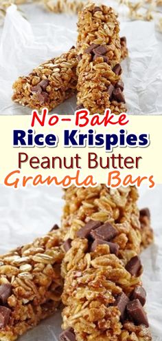 no bake rice krispies peanut butter granola bars