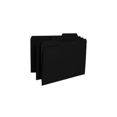 three black file folders on a white background