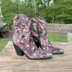 Pair Your Trench Coats And Long Skirts For A Stylish Look By Getting Free People Brayden Print Western Boot. The Boot Is Crafted From Leather Upper, Leather Lining, And Insole. A Floral Print Allover, Snip Toe, And Cowboy Heel Makes The Boot Perfect Addition For Year-Round Wear. It Has Zipper Closure And Shaft Pull Tabs At The Side. Leather Outsole. Imported. Product Measurements Were Taken Using Size Eu 37.5 (Us Women's 7.5), Width M. Please Note That Measurements May Vary By Size. Measurements Western Snip Toe Booties For Fall, Fall Ankle Boot Booties For Rodeo, Ankle-high Rodeo Boots For Spring, Ankle-high Boots For Spring Rodeo, Ankle-high Boots For Rodeo In Spring, Ankle-high Boots For Rodeo Spring Season, Spring Ankle Boots For Rodeo, High Heel Boots For Rodeo In Fall, High Heel Boots For Rodeo And Fall