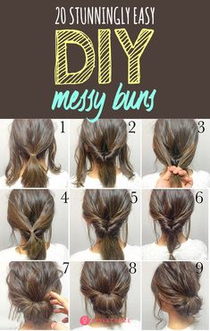 20 Stunningly Easy DIY Messy Buns Low Bun With Barrette, Long Fine Hair Dos, Self Updos Easy, Easy Soft Updo, Bottom Bun Hairstyles, Messy Work Hair, Easy Wedding Hairstyles Do It Yourself Fine Hair, Diy Black Tie Hair, Easy Bun Braid Hairstyles