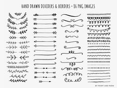 hand drawn dividers and doodles - 6x6 inchs digital clipart files