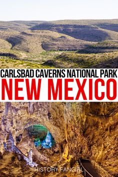 an image of the inside of a cave with text that reads carlsbad caverns national park new mexico