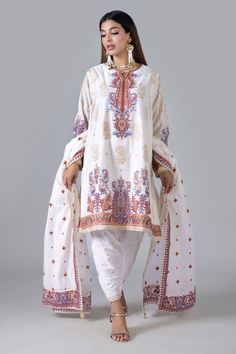 Khaadi EST24232 Off White Eid Prets 2024 Cream Digital Print Lawn Suit For Eid, Cream Lawn Suit With Digital Print For Eid, White Summer Sets With Set-in Sleeves, Traditional White Sets With Set-in Sleeves, Cream Lawn Suit With Digital Print For Spring, White Embroidered Long Sleeve Sets, Cream Floral Print Sets For Eid, Printed Wedding Sets For Spring, Printed Spring Wedding Sets