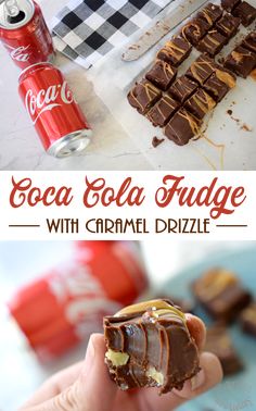 coca cola fudge with caramel drizzle is an easy and delicious treat