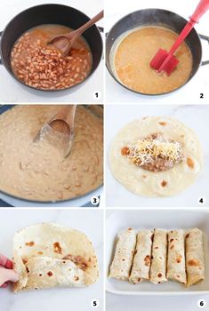 the steps to make baked beans and tortillas