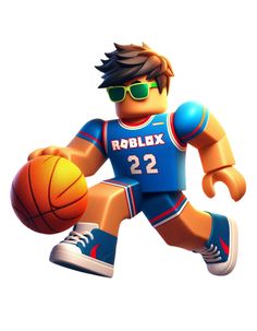 a cartoon character holding a basketball in his right hand and wearing sunglasses on top of it