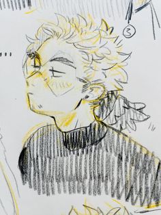 a drawing of a boy with curly hair