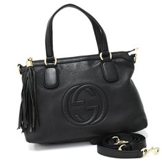 Gucci 2way Handbag Shoulder Soho Leather Black Chic Gucci Satchel With Detachable Strap, Gucci Satchel With Handle Drop For Shopping, Chic Gucci Crossbody Satchel, Gucci Black Satchel With Top Carry Handle, Gucci Black Satchel With Detachable Handle, Black Gucci Satchel With Top Carry Handle, Chic Gucci Satchel With Detachable Handle, Chic Gucci Bag With Double Handle, Gucci Black Leather Satchel