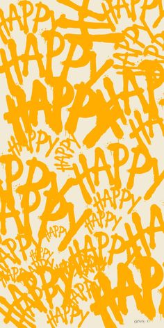 an orange and white background with the words happy written in different font styles on it