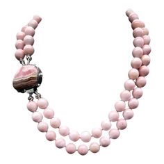 A.Jeschel Pink Onyx with a signature Rhodocrosite clasp necklace. | From a unique collection of vintage Beaded Necklaces at https://www.1stdibs.com/jewelry/necklaces/beaded-necklaces/. Luxury Pink Jewelry With Gemstone Beads, Emotionally Stable, Necklaces Beaded, 1st Dibs, Emotional Stability, Artisan Bracelets, Vintage Beads Necklace, Clasp Necklace, Difficult Times