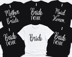 Enjoy these super cute Bride Tribe Tshirts with your beautiful bride.  I truly make these shirts from the heart and I know you'll love them! -100% Cotton -Different sizes available  -Let me know in the customization box what specific shirt you want.  -Fast shipping ** ALL SALES ARE FINAL Cute Bride, Team Bride Shirts, Bride Shirts, Bachelorette Party Shirts, Bride Tribe, Team Bride, Party Shirts, Beautiful Bride, Bachelorette Party